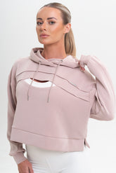 Nude Drawstring Cut Out Hoodie
