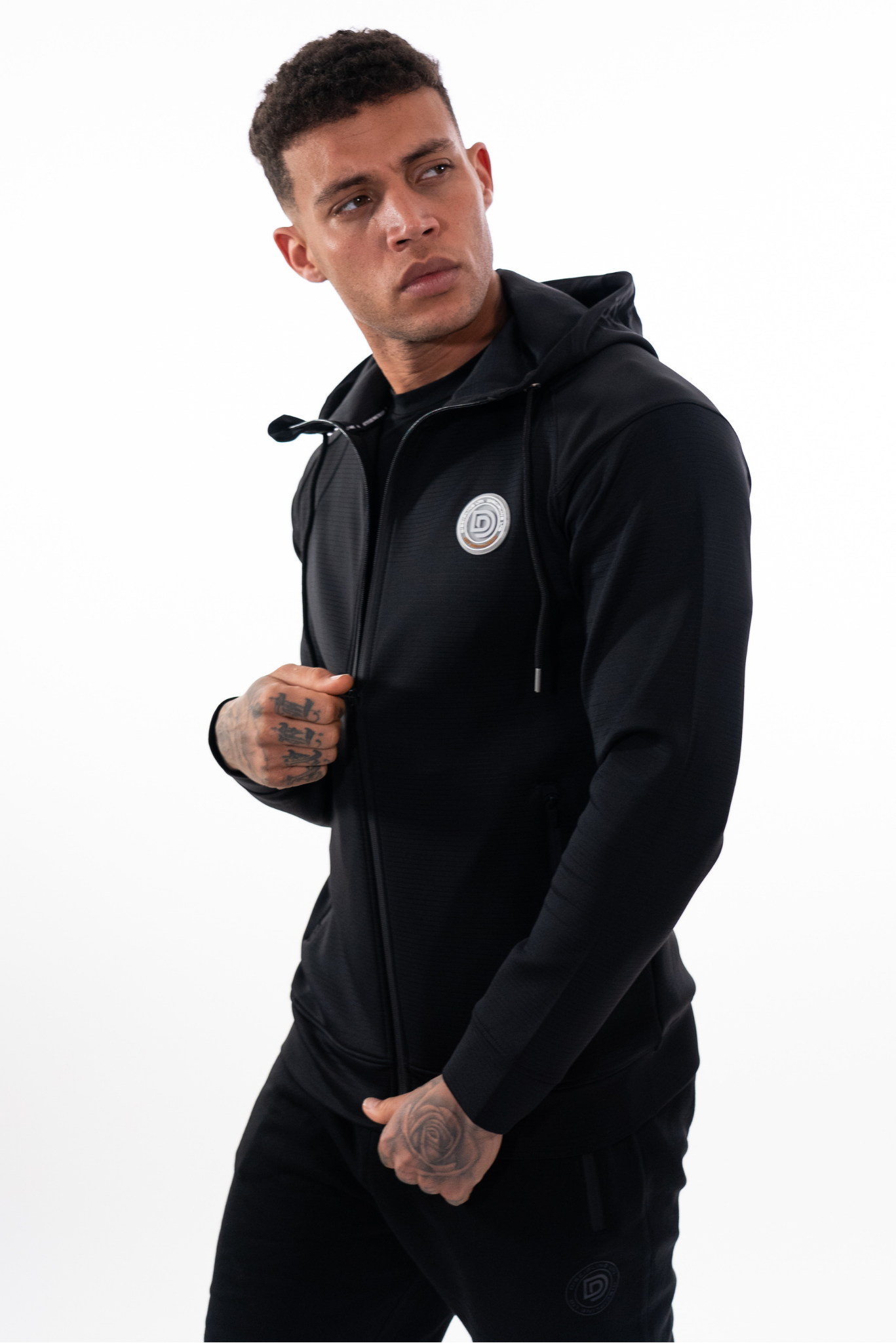 Black Zip-Thru Hoodie Full View